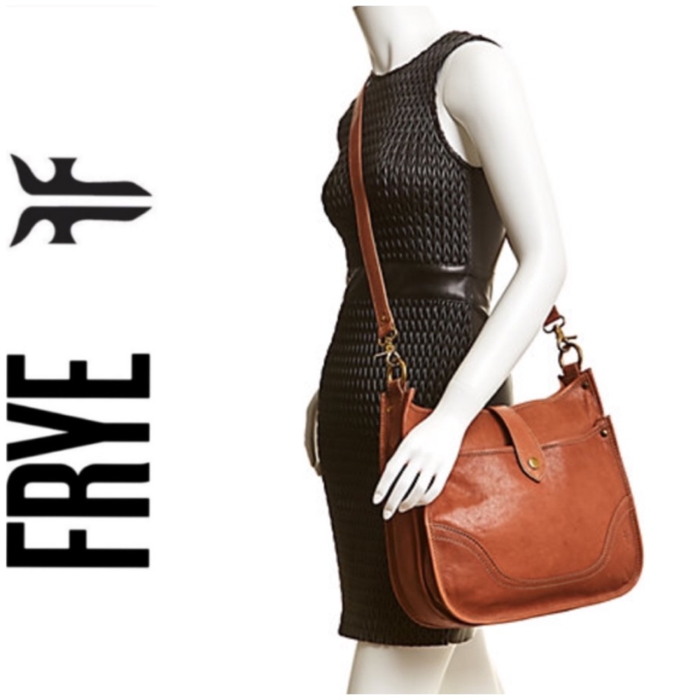 NWT stunning FRYE genuine leather crossbody cognac - Picture 4 of 6